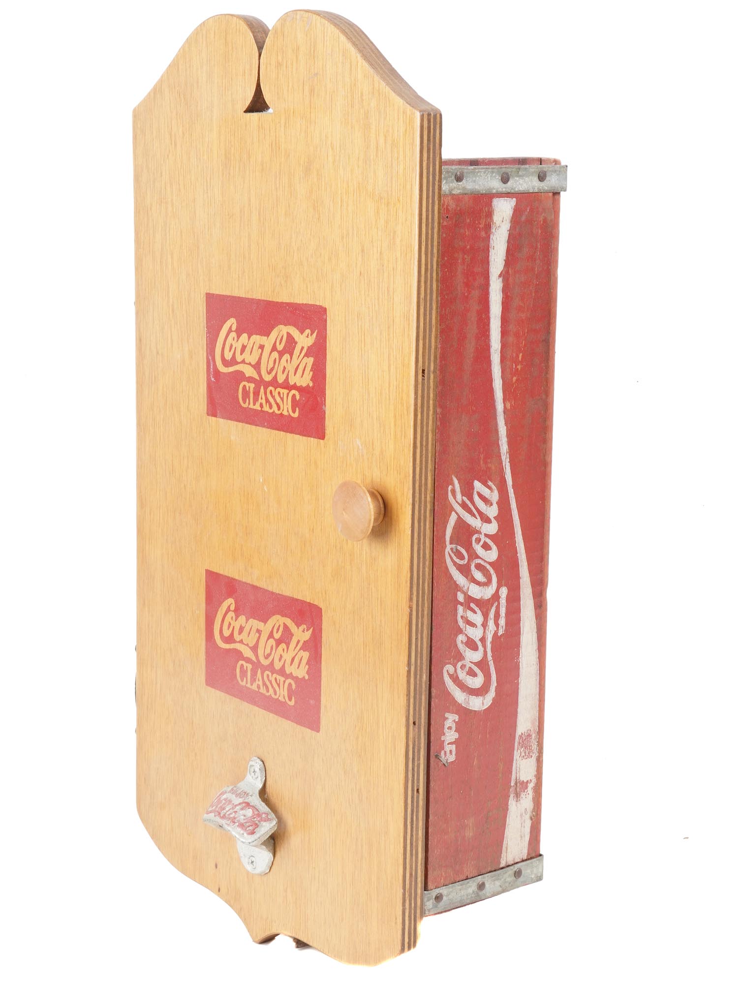 VINTAGE HANDMADE COCA COLA WOODEN WALL CABINET PIC-3